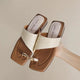 Alessia | Women's Flats with Raffia Strap and Toe-Loop