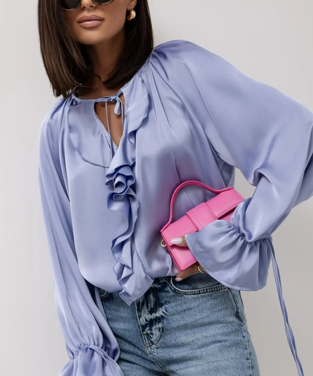 Liora | Women Blouse With Drawstring Sleeve Detail