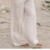 Calla | Women's Pants with Ruffled Waistband and Tie Belt