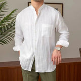 Isidore | Men's Cotton Linen Stand Collar Shirt