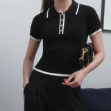Linea | Women Polo Top With Cotton Contrast Trim