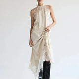 Isabelle | Women's Satin Lace Halter Dress