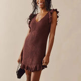 Maribelle | Women's Ruffled Crochet Knit Cover-Up Dress