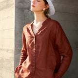 Nova | Women Shirt With Ramie Blend V Neck