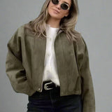 Wendy | Women's Suede Overshirt with Structured Lapel and Hidden Zip Closure
