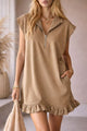 Elise | Women's T-Shirt Dress with Half Zip Collar and Ruffle Hem