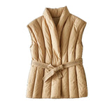 Jordan | Women's Quilted Duck Down Vest with Belted Waist