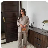 Taylor | Women's Cotton Linen Two Piece Set Trousers
