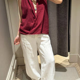 Valienne | Women Top With Linen Cross Neck