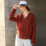 Nova | Women Shirt With Ramie Blend V Neck