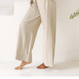Calla | Women's Pants with Ruffled Waistband and Tie Belt
