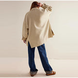 Jane | Women's Oversized Washed Denim Jacket with Side-Split Hem