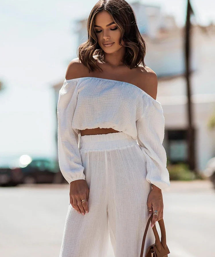 Delilah | Women's Cotton Crepe Two Piece Set Pants