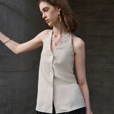Juniper | Women Top With Linen Halter Neck