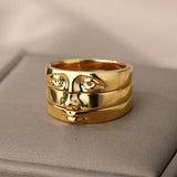 Musa | Women Ring with Face Design and Gold Finish