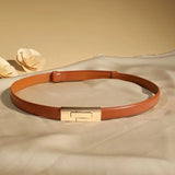 Camille | Women Leather Belt with Gold Buckle and Smooth Finish
