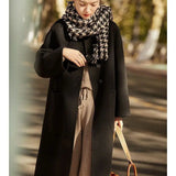 Rowan | Women's Wool Blend Long Overcoat with Polo Collar and Oversized Pockets