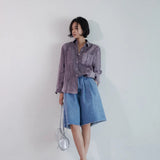 Lily | Women Shirt With Linen Pleated Texture