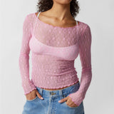 Lucille | Women Top With Sheer Lace Design