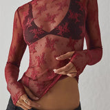 Liana | Women Top With Floral Lace High Neck