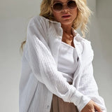 Langley | Women Shirt With Cotton Crinkle Fabric
