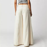 Rovina | Women's Wide Leg Pleated Denim Jeans