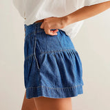 Francesca | Women's Shorts with Button Waist and Ruched Panels
