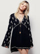 Lydia | Women's Embroidered Crinkle Cotton Mini Dress with V-Neck