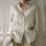 Lily | Women Shirt With Linen Pleated Texture