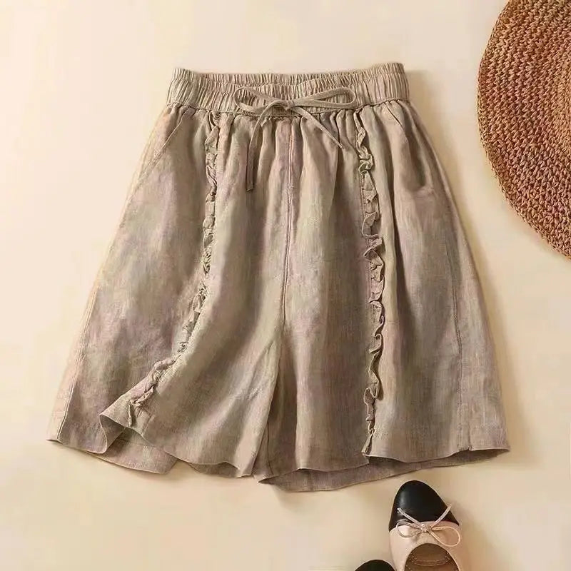Brynn | Women's Shorts with Elastic Waist and Ruffle Seams