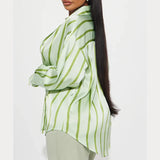 Delaney | Women Blouse With Satin Stripe Design