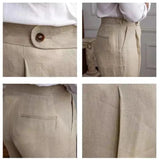 Wesley | Men's Linen Pants with High-Waist Straight-Leg
