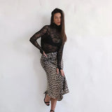 Harper | Women Skirt with Leopard-print and Midi-length
