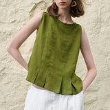 Victoria | Women Top With Linen Cotton Seam Detail