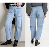 Ophelia | Women's Barrel Leg Denim Pants with High Rise