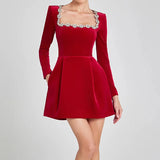Madeleine | Women's Square Neck Mini Dress with Empire Waist and Slim Fit