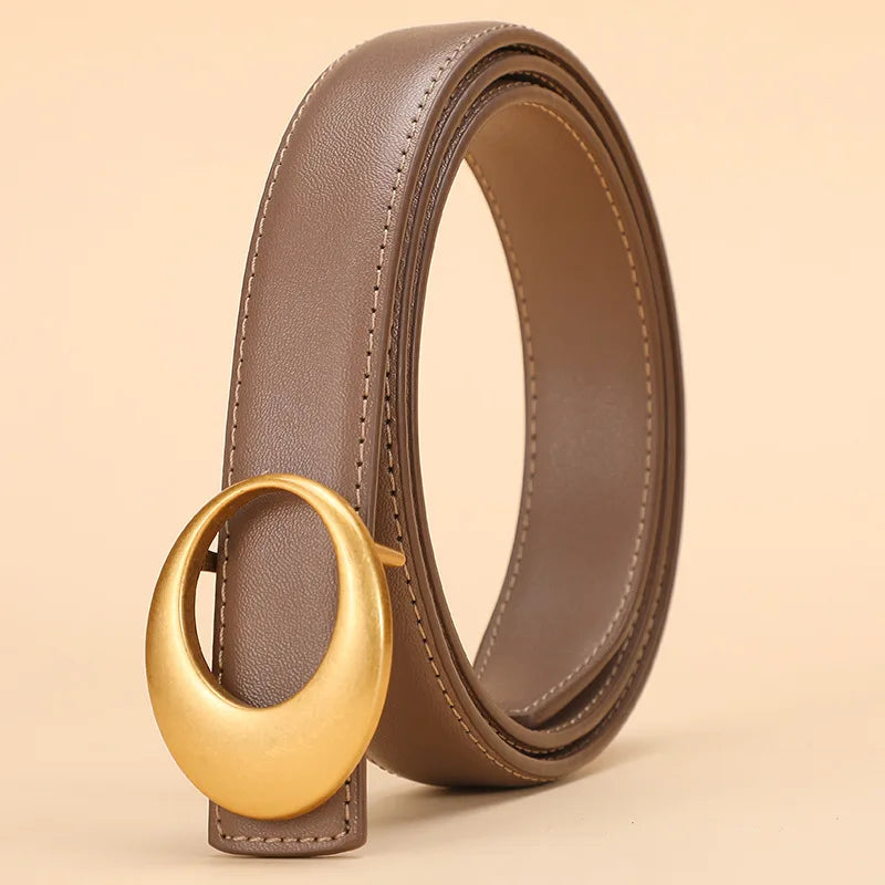 Rowan | Women Belt with Leather Strap and Crescent Buckle