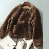 Emery | Women's Faux Lamb Coat with Plush Texture and Button Accents