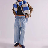 Isla | Women's Cropped Wide Leg Denim Pants with Drawstring Waist