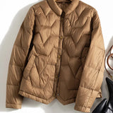 Natalie | Women's Chevron Quilted Duck Down Jacket with Snap Button Closure