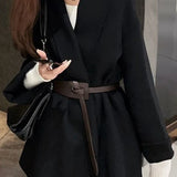 Holly | Women's Wool-Cotton Blend Winter Coat with Leather Waist Belt