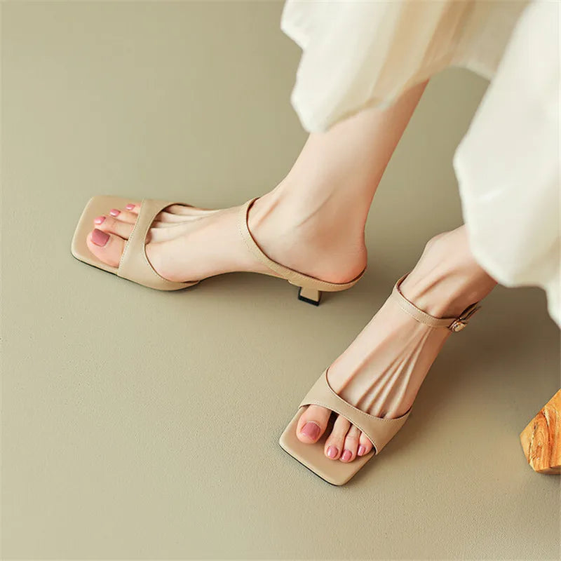 Belle | Women’s Mules with Open Toe and Strap