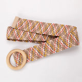 Calla | Women Belt with Woven Straw and Wood Buckle
