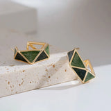 Vera | Women Earrings with Geometric Design and Green Accents