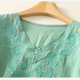 Eloria | Women Top With Cotton Linen Embroidery
