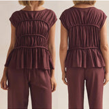 Elodie | Women Top With Ruched Bodice Peplum Hem