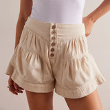 Francesca | Women's Shorts with Button Waist and Ruched Panels