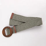 Calla | Women Belt with Woven Straw and Wood Buckle