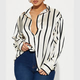 Delaney | Women Blouse With Satin Stripe Design