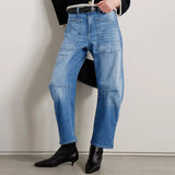 Ophelia | Women's Barrel Leg Denim Pants with High Rise